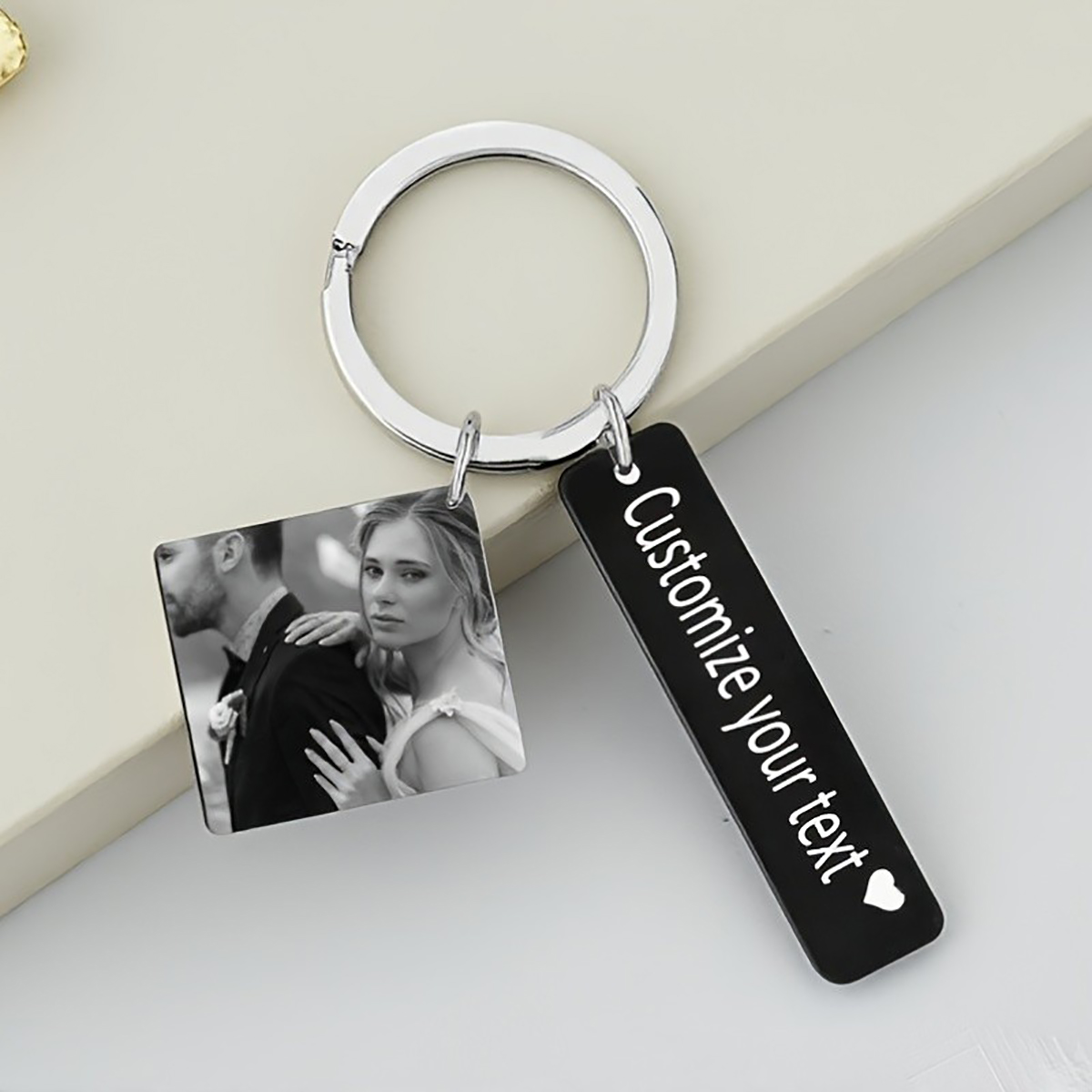 Initial Ring Custom - Gepersonaliseerde sleutelhanger van roestvrij staal met