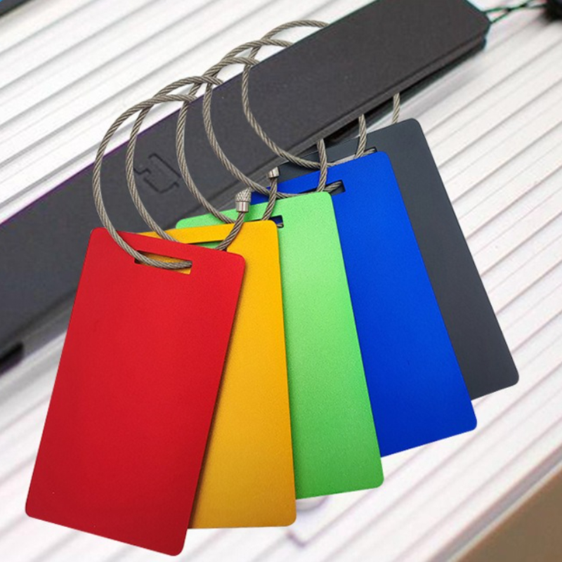 Initial Ring Custom - Gepersonaliseerde tekst metalen sleutelhanger aluminium bagagelabel